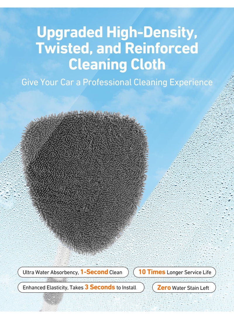 HOMESTAR Retractable Handle Windshield Cleaning Tool Kit | Car Interior Detail Cleaning Set With 4 Reusable High-Density Microfiber Pads , 1 Spray Bottle | Auto Glass Wiper Scrubber Kit, Grey/Black, 13.77 - 20.07 Inch - Image 2